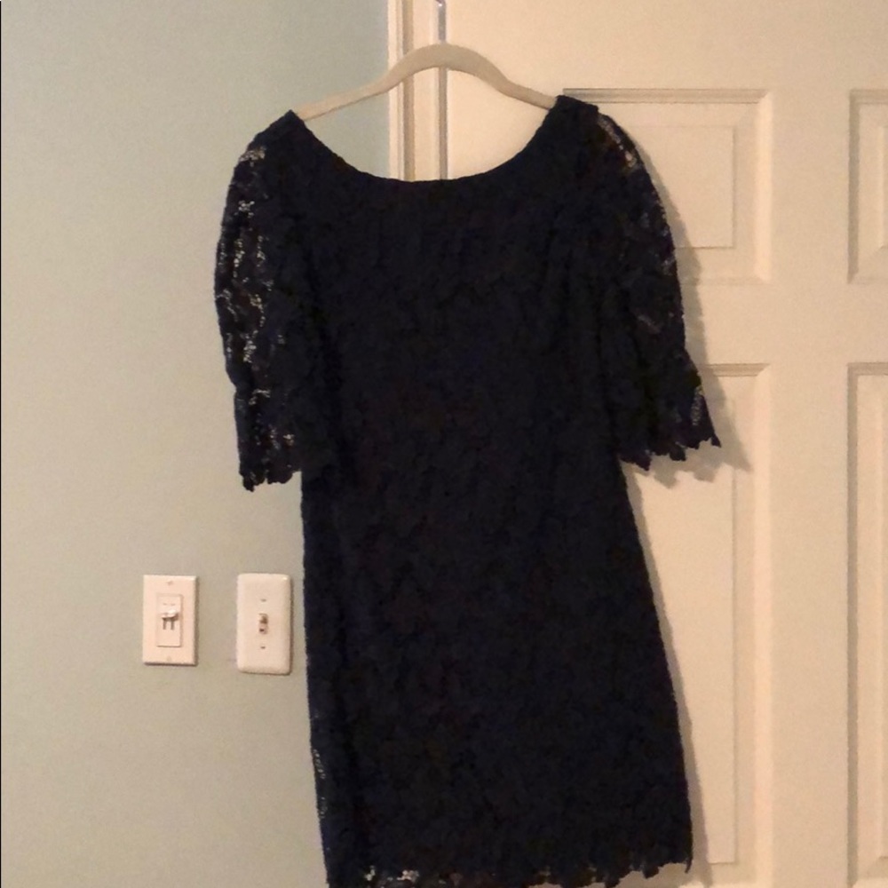 Lilly Pulitzer navy lace dress.